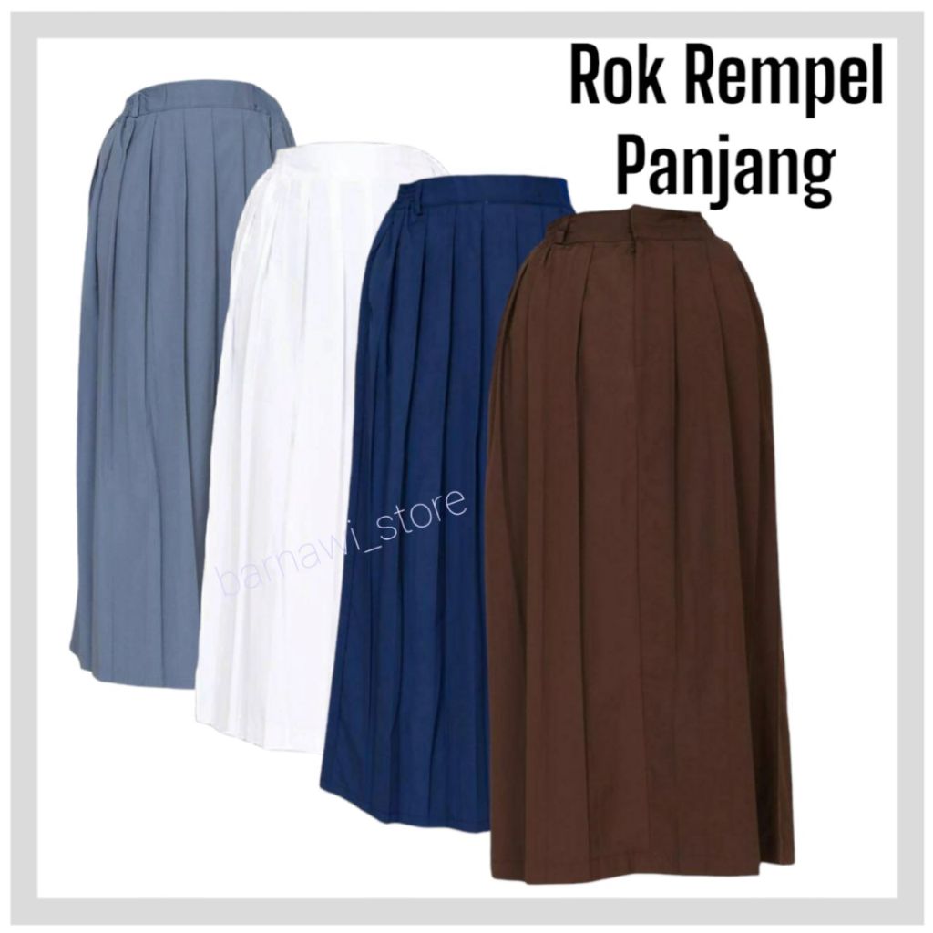 Jual Rok Rempel Panjang Seragam Sekolah SMP/SMA warna hitam putih abu ...
