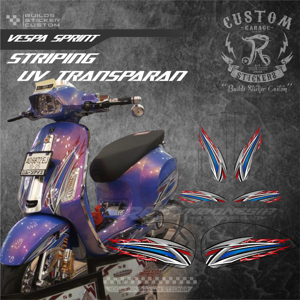 Jual Stiker Vespa Striping Uv Transparan Cocok Ke Semua Warna Motor Shopee Indonesia