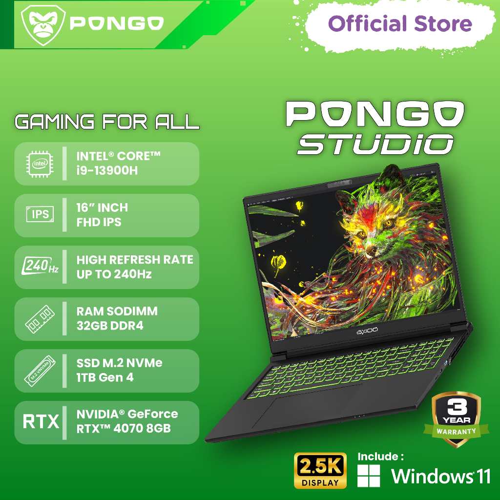 Jual PONGO GAMING Pongo Studio Intel Core i9-13900H/32GB/1TB/RTX 4070 ...