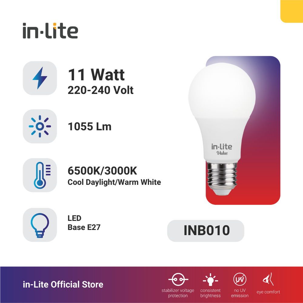 Jual in-Lite LED Lampu Bohlam Bulb Value INB010 11 Watt & 14 Watt ...