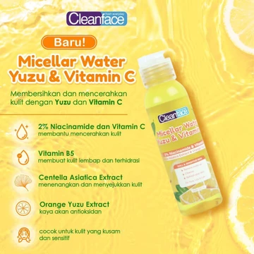 Purbasari Clean Face Micellar Water 3in1 Oily Skin Normal Yuzu Vitamin C Rose Glow Sakura White