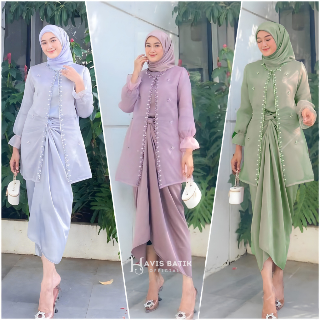 Jual Oneset Jemma Organza Premium Outfit Kondangan Setelan Rok Lilit ...