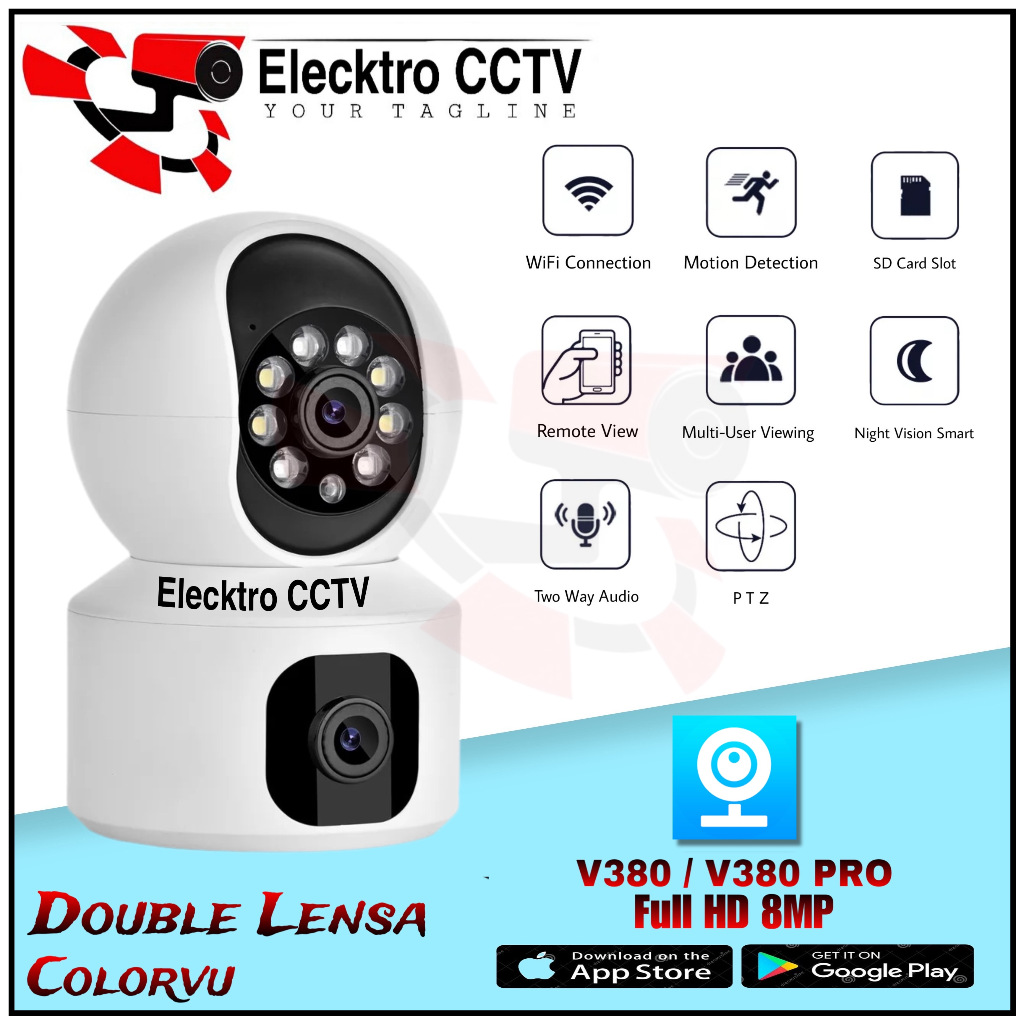 Jual Ip Cam Cctv Wifi V Mp Double Lensa Ptz Kamera Screen Monitor Auto Tracking