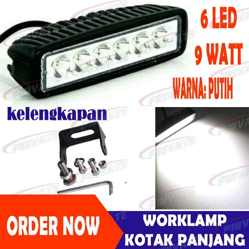 Jual LED Worklamp Worklight 9 Watt Kotak Panjang 6 LED 9W Modiled ...