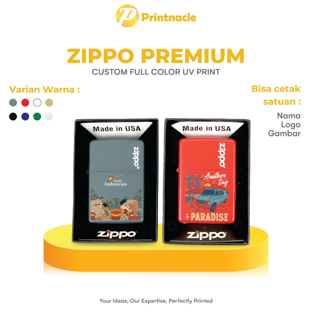 Jual Zippo Premium Custom Print UV Cetak Full Warna Gradasi Design ...