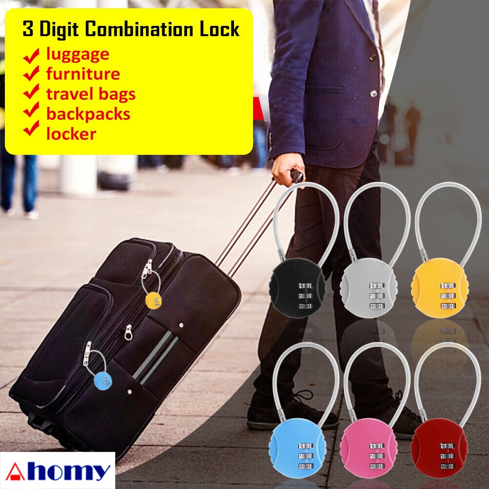 Jual gembok bulat kombinasi password 3 digit koper ransel O-3D-sling ...