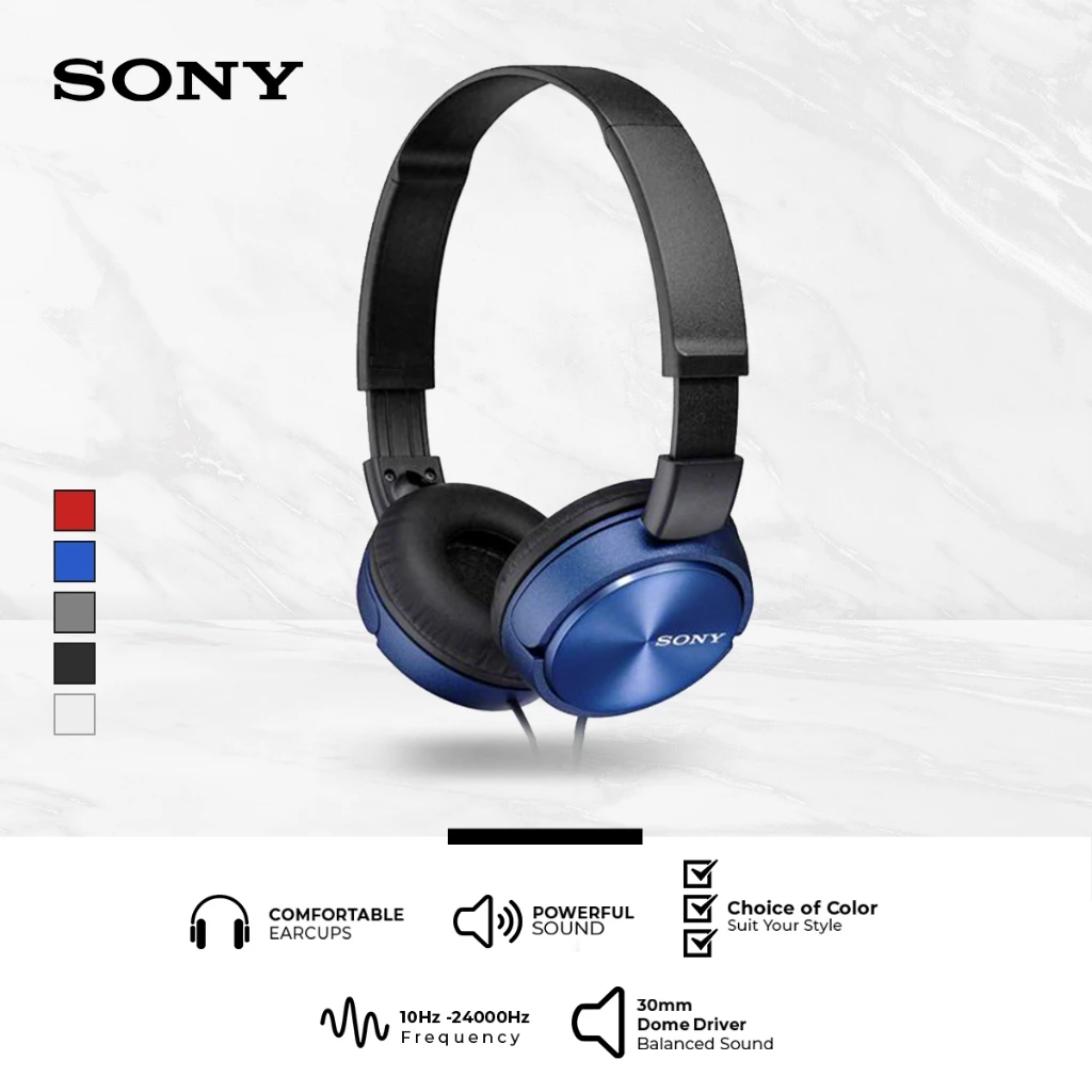 Sony MDR-ZX310AP Headset Mass Model Overbands With Microphone - Blue Original