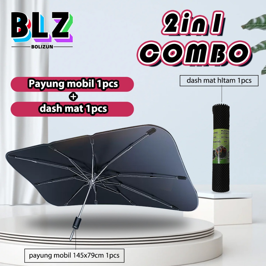BOLIZUN 2 in1 Combo Special offer (payung mobil 1 pcs+Dash mat Mobil Hitam 1pcs )