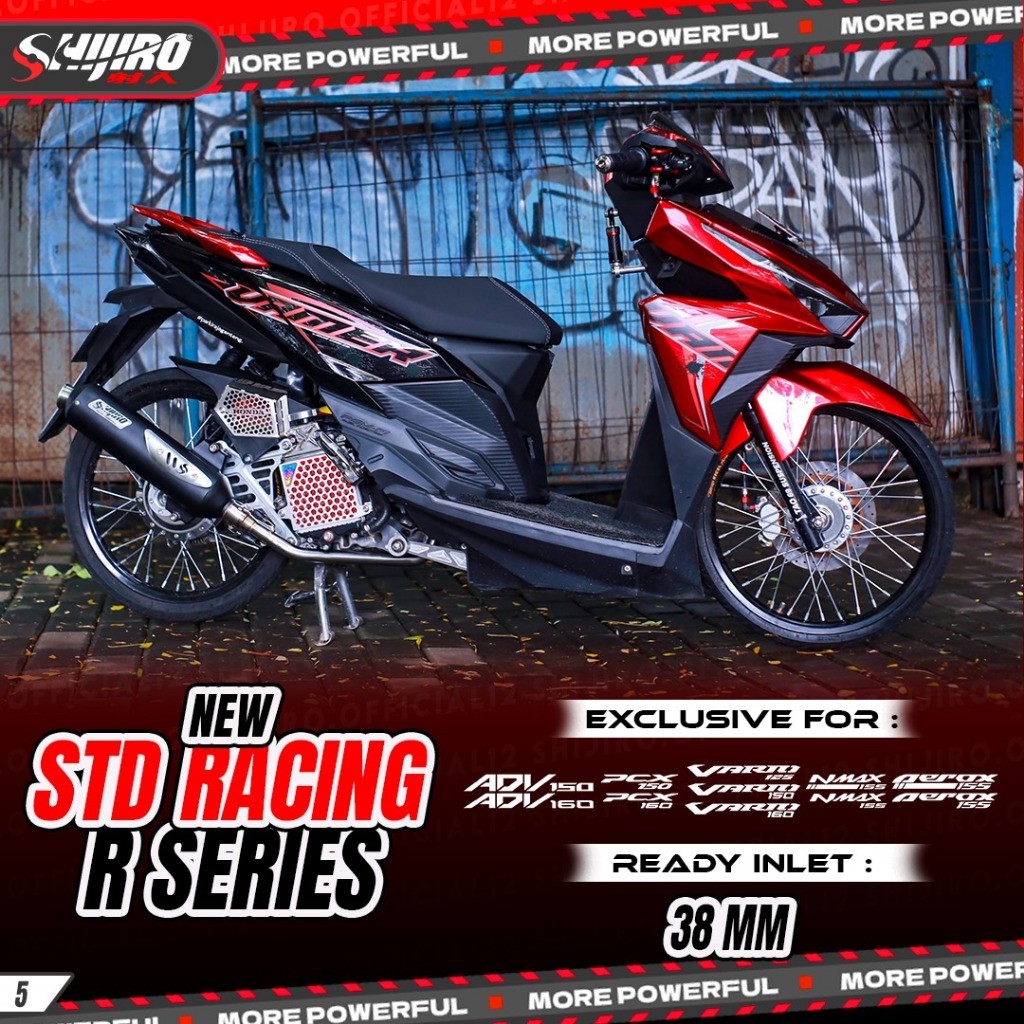 Jual KNALPOT STANDAR RACING SHIJIRO NEW R SERIES END CUP BLACK MATIC ...