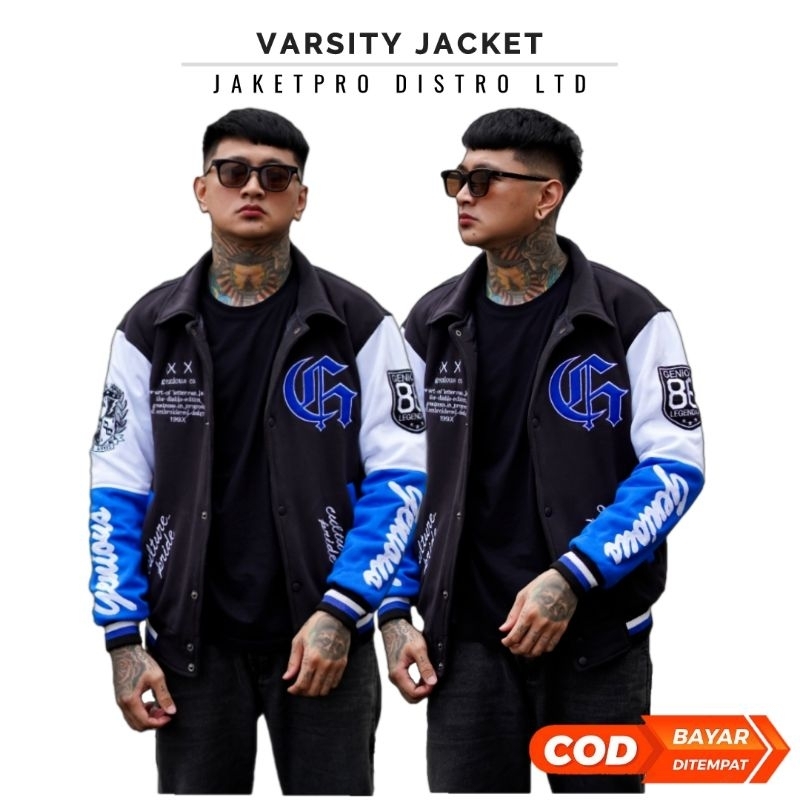 Jual Jaket Varsity Tebal Full Bordir Distro Genious / Varsity Jacket ...