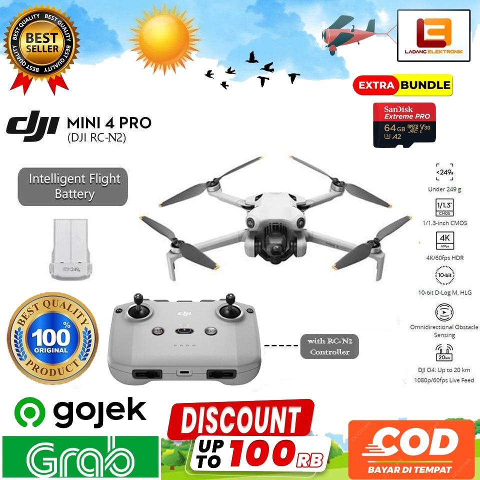 Jual DJI Mini 4 Pro Drone with RC-N2 Controller | Shopee Indonesia