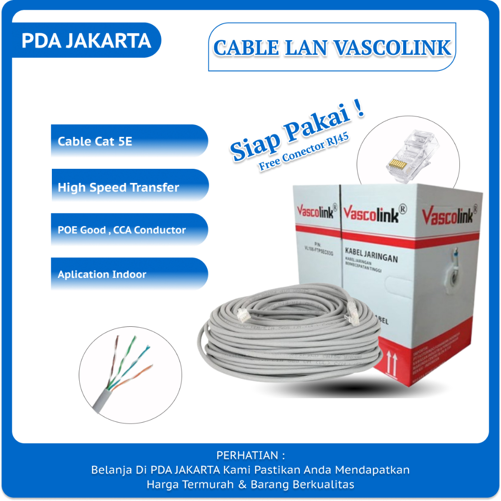 Jual Kabel Lan Utp Cat Cat Vascolink Meteran Eceran Kabel Lan