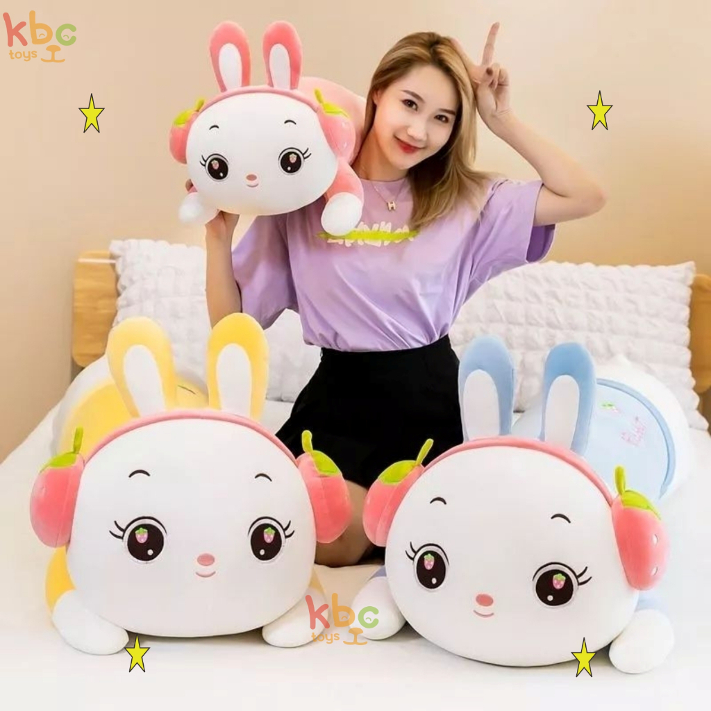 Jual Guling Rabbit Bunny Pakai Bando Strawberry Ukuran 50cm bahan halus ...
