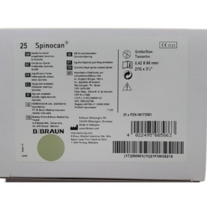 Jual Spinocan 27 BBRAUN / Spinocan 27G BBRAUN / Spinal Needle 27 ...