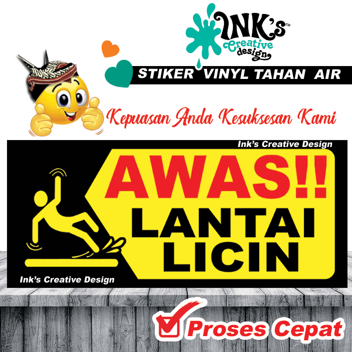 Jual Stiker Awas Lantai Licin - hati hati lantai licin | Shopee Indonesia