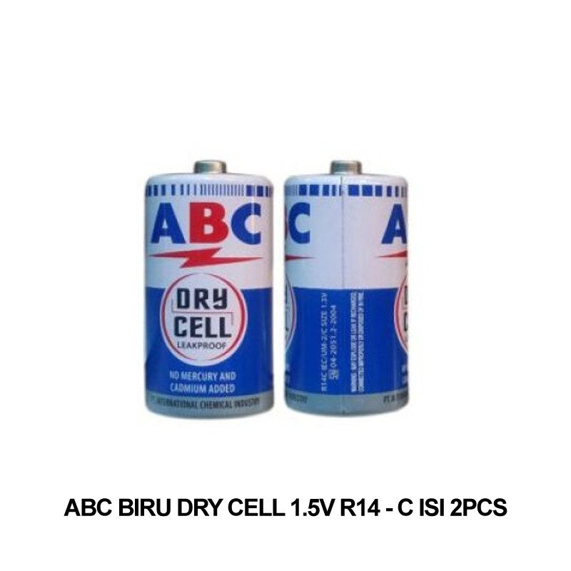 Jual BATERAI ABC BIRU TANGGUNG R14 SIZE C ISI 2 PCS | Shopee Indonesia