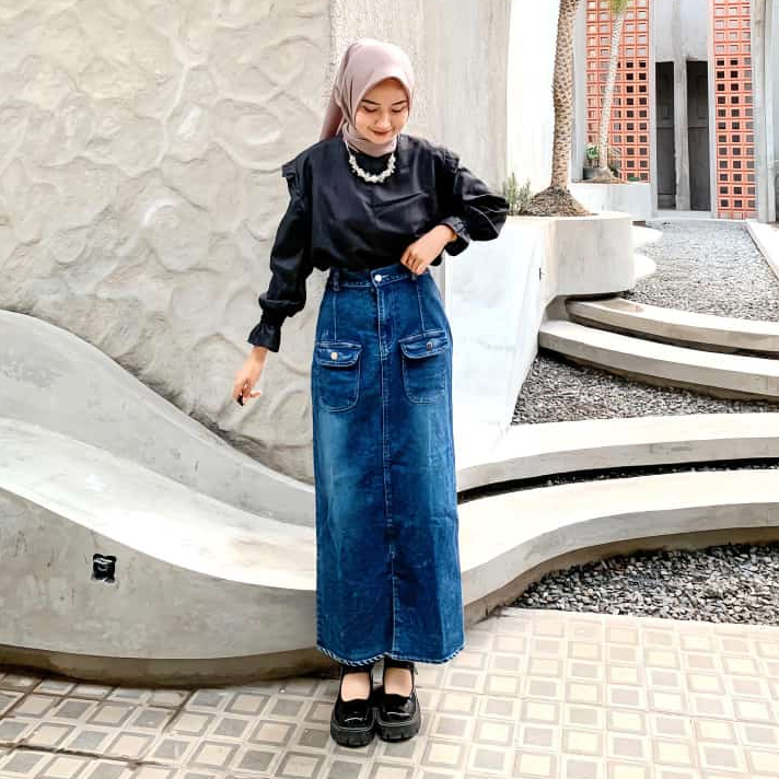 Jual Theana Cargo Rok Jeans Span Rok Jeans Cargo Rok Cargo Wanita Rok ...