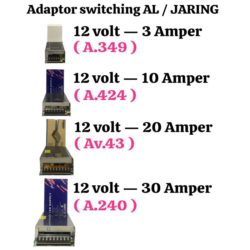 Jual Power Supply Adaptor Switching Box AL Jaring 3 Variasi 12v - 20A ...