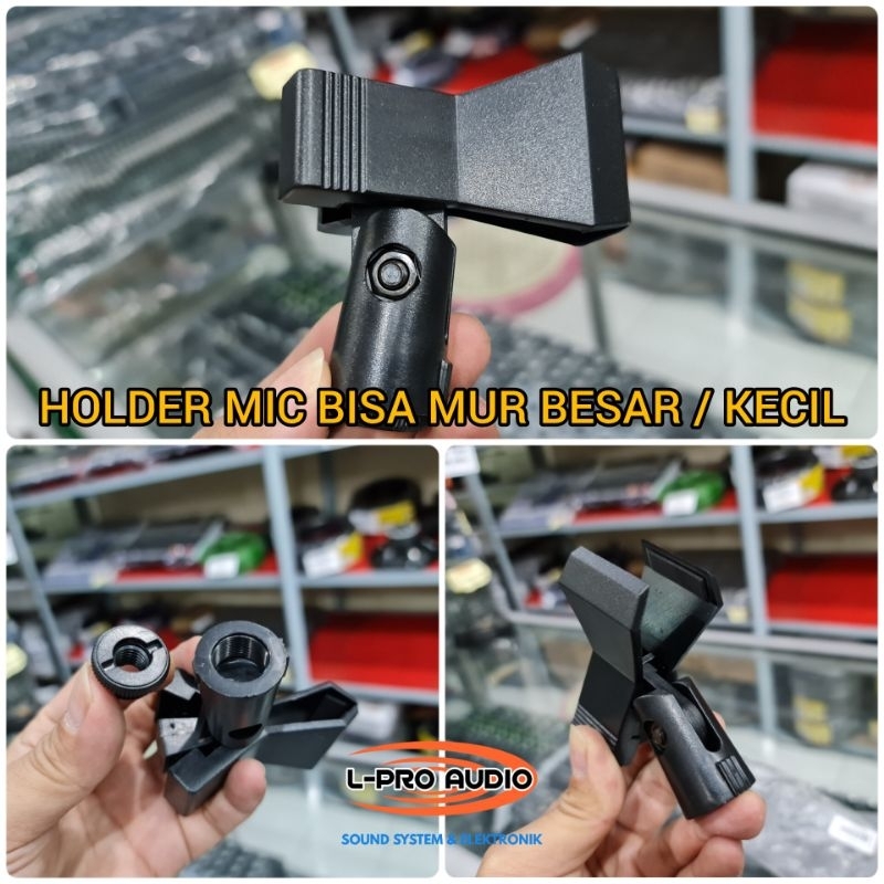 Jual Holder mic jepit bisa mur besar kecil bisa micropon wireless