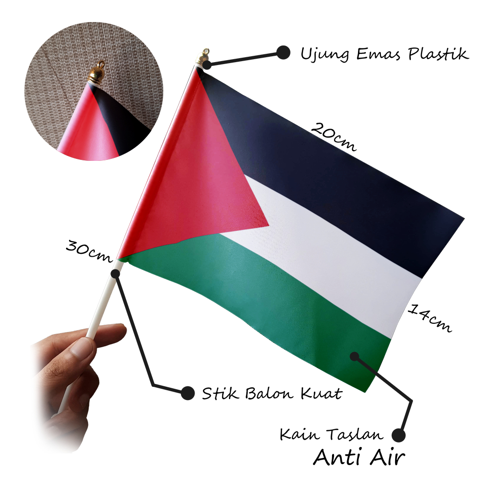 Jual Bendera Tangan Palestina Bahan Taslan Anti Air Bendera Palestina ...