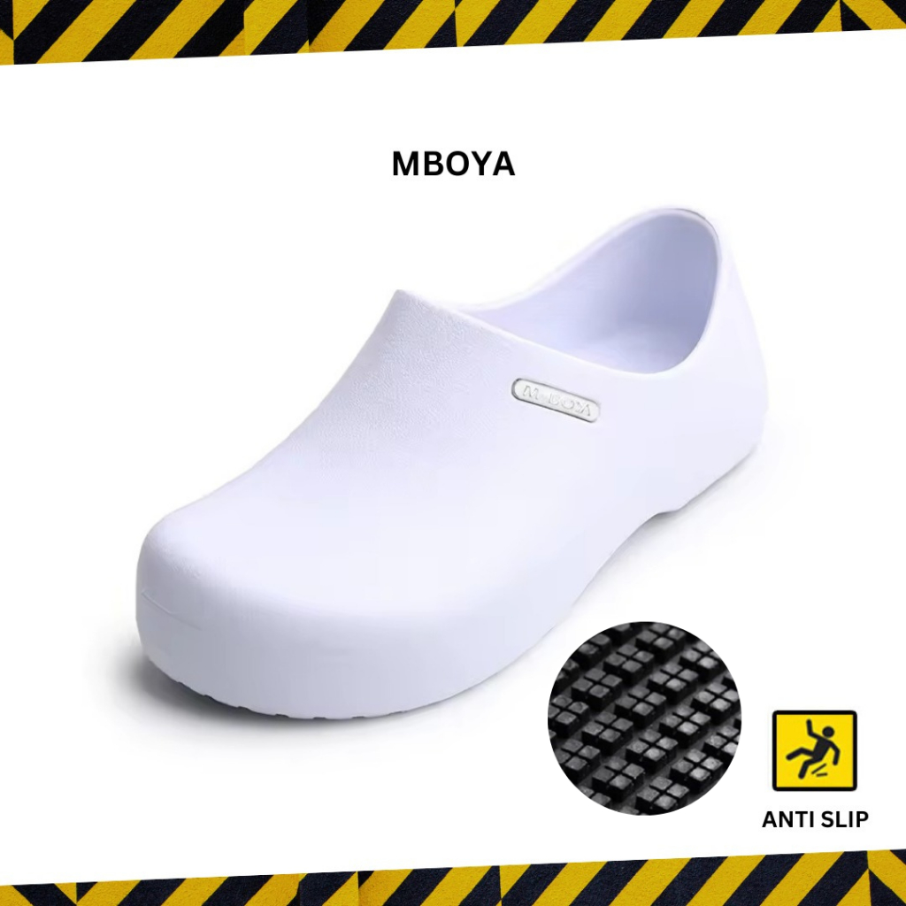 Jual MBOYA PUTIH CHEF SEPATU KITCHEN ANTI SLIP CLOG EVA BERKUALITAS #M ...