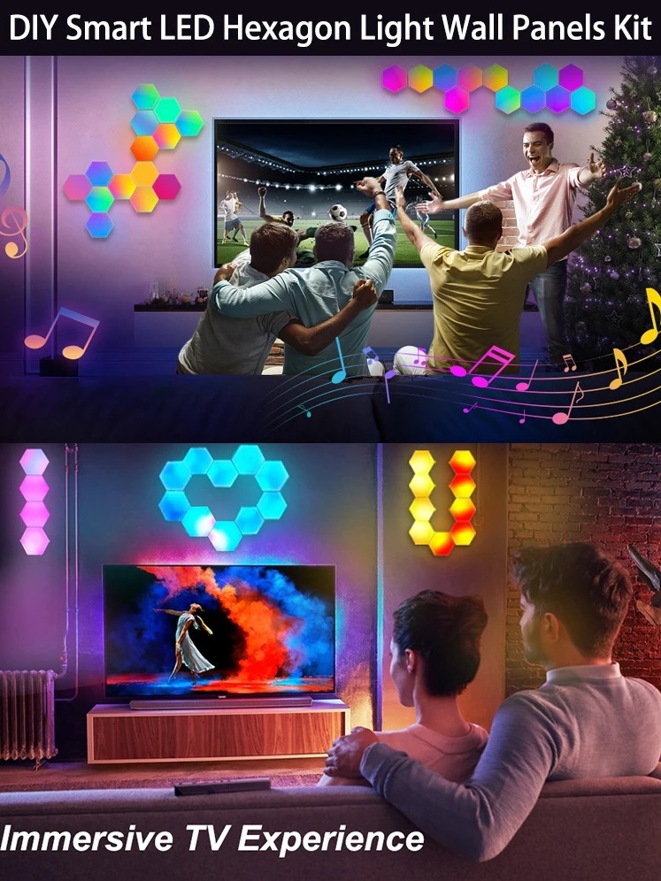 Jual Lampu Hexagon Dinding LED RGB Touch Sensor Hexagonal Modular Lamp ...