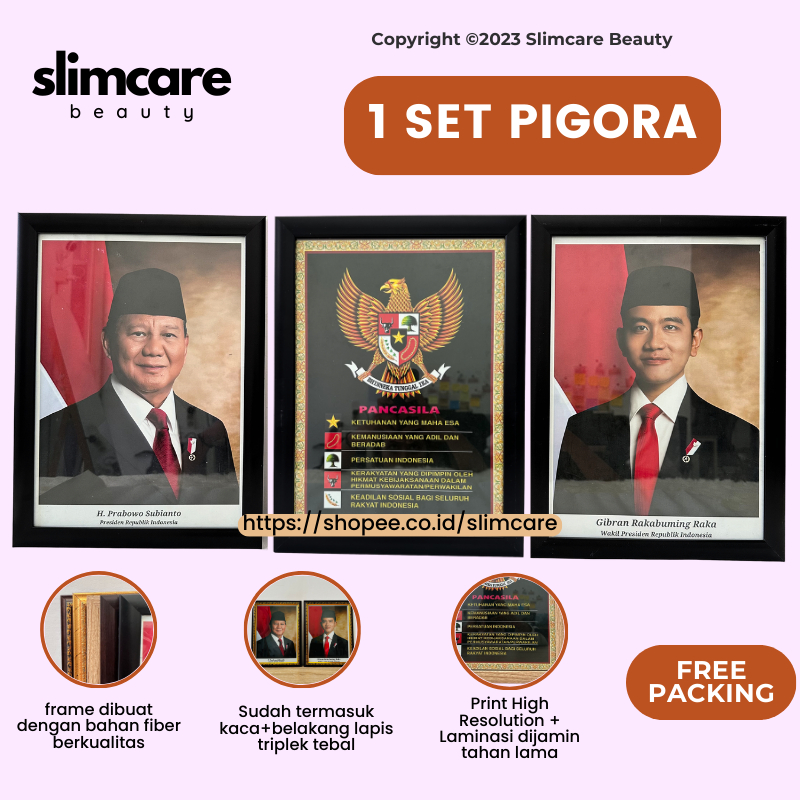 Jual Gambar Foto Poster Cetak Presiden Dan Wakil Prabowo Gibran Patung Lambang Garuda Pancasila