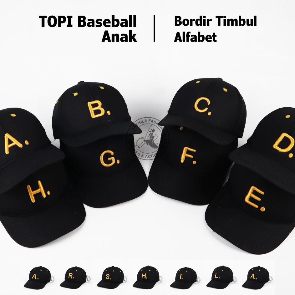 Jual Promosi Spesial Topi Anak Bordir Inisial AZ Full Hitam Huruf ...