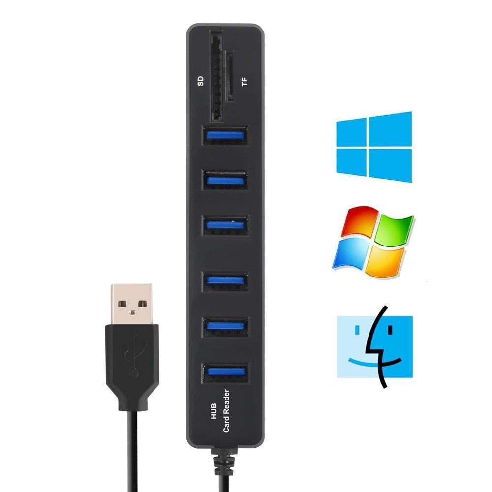 Jual USB HUB 6 PORT WITH CARD READ READER 6IN1 6 IN 1 GOOD QUALITY ...