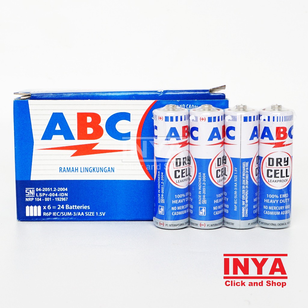 Jual Baterai ABC Biru Size AA 1.5V R6P BOX isi 24pcs - Battery | Shopee ...