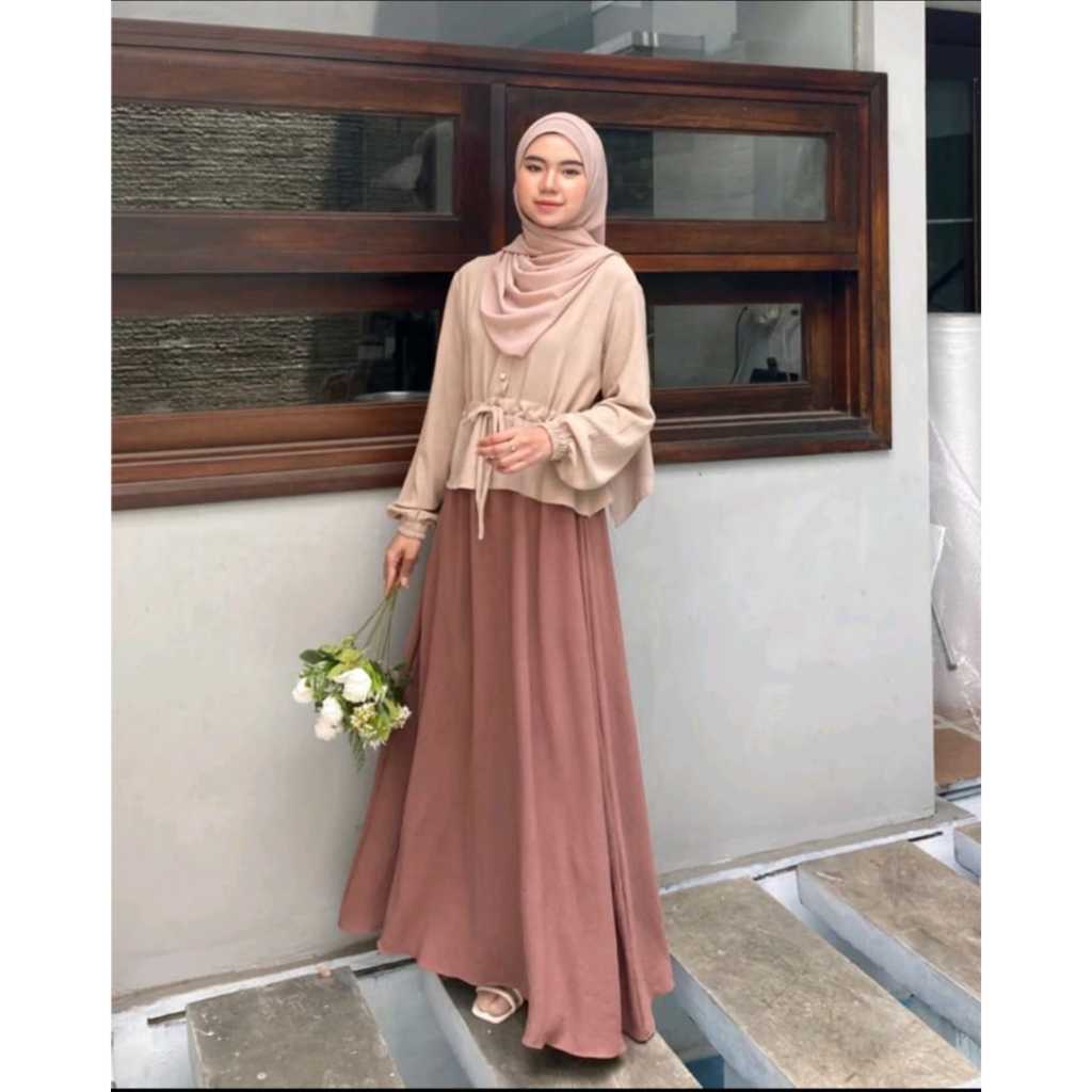 Jual Baju wanita terpopuler gamis kombinasi model simple ROSELLA DRESS ...