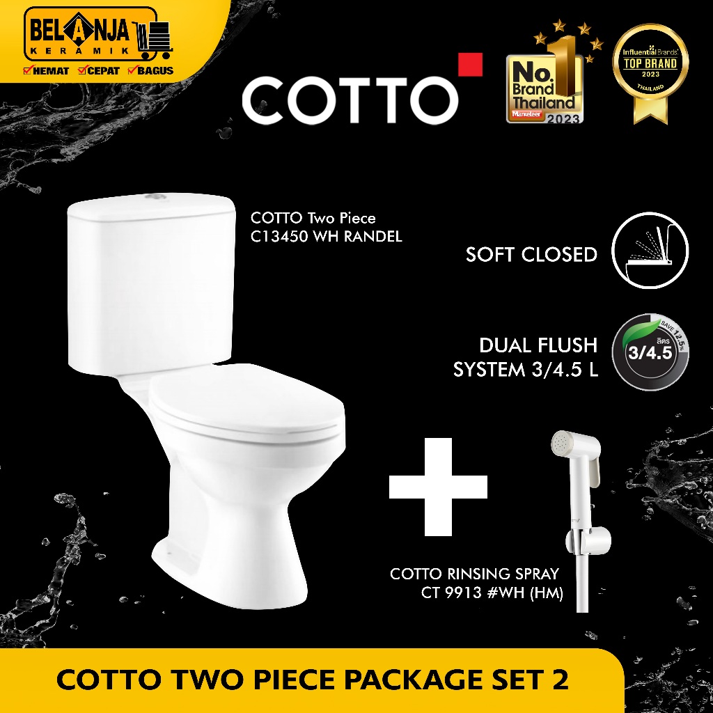 Jual COTTO Two Piece Closet Package Set 2 | Shopee Indonesia