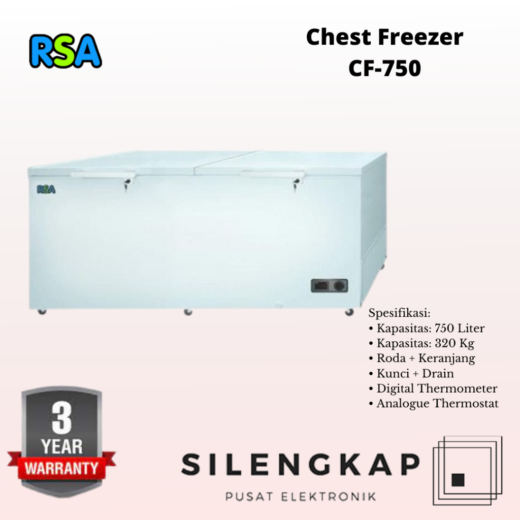 Jual CHEST FREEZER RSA CF-750 BIG 2 PINTU THERMOMETER DIGITAL | Shopee ...