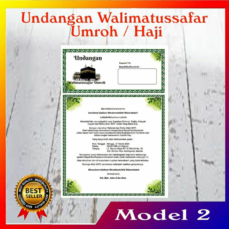 Jual undangan syukuran haji, undangan syukuran umroh, walimatul safar