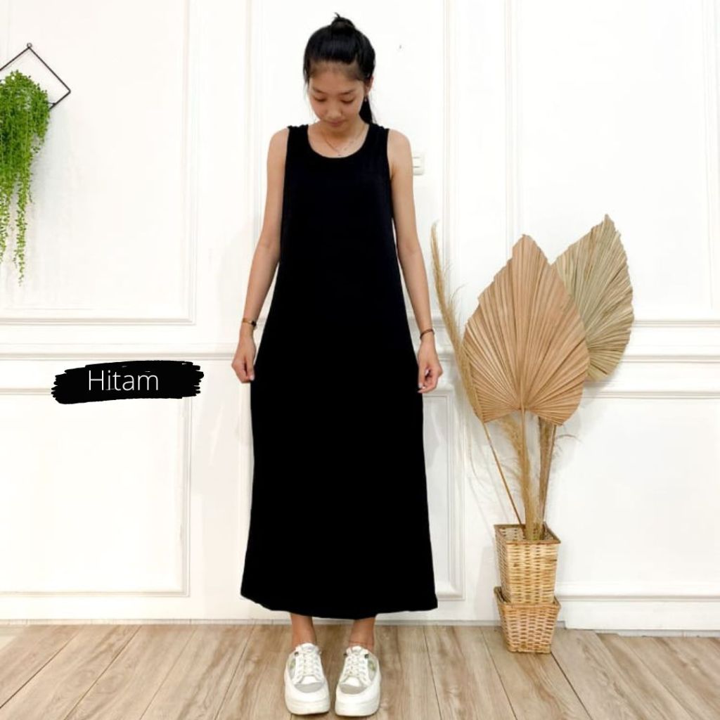 Jual INNER DRESS SPAN PANJANG TANPA LENGAN/ LONG DRESS WANITA/INNER DRESS  POLOS /INNER DRESS HITAM/INNER DRESS KOREAN HIJAB STYLE | Shopee Indonesia
