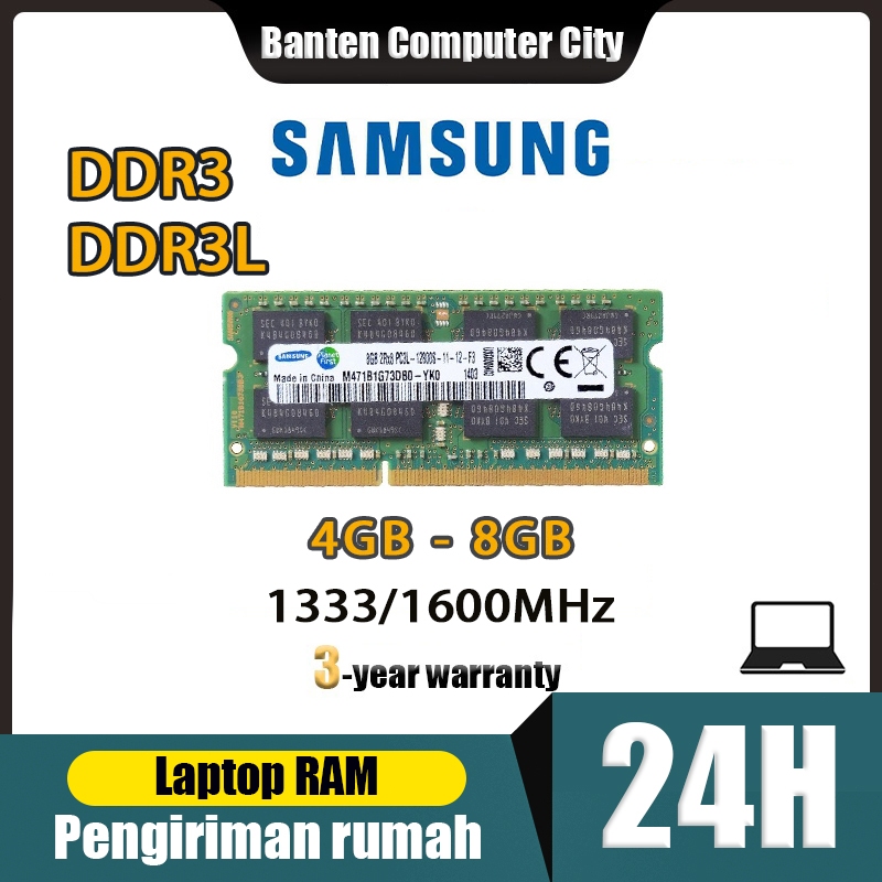 Pengiriman Jakarta Laptop RAM DDR3 4GB 8GB Samsung DDR3 DDR3L Notebook  Memory RAM SODIMM 1600MHz 204Pin RAM