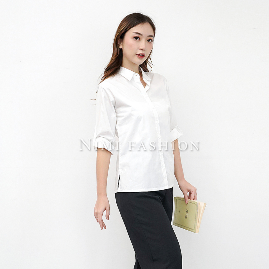 Jual NIMI - Kemeja Putih Katun Lengan Panjang Scoder Baju Kerja Formal ...