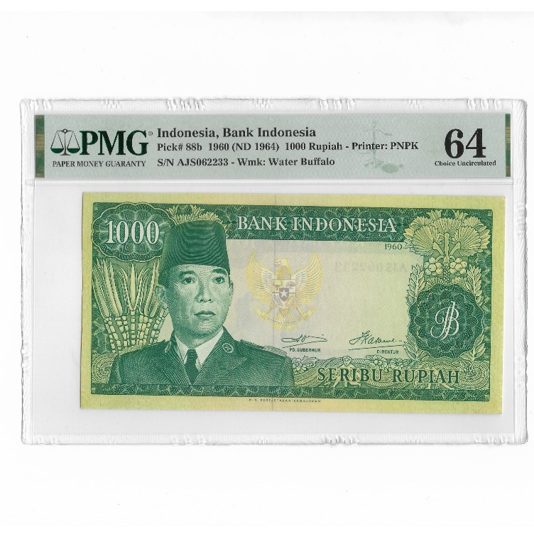 Jual Indonesia 1000 Rupiah 1960 Soekarno P88b Pmg 64 Choice