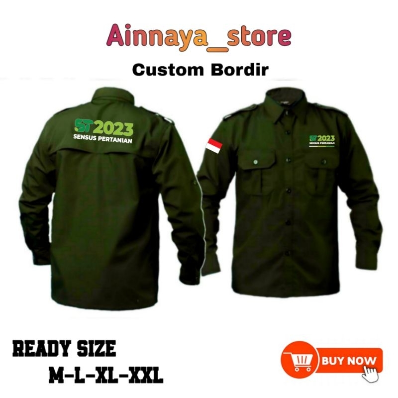 Jual Kemeja PDL BPS sensus penduduk custom logo dan nama | Shopee Indonesia
