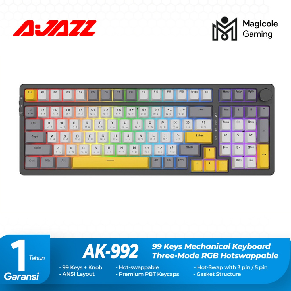 Jual Ajazz AK992 99 Keys Mechanical Keyboard Three-Mode RGB ...