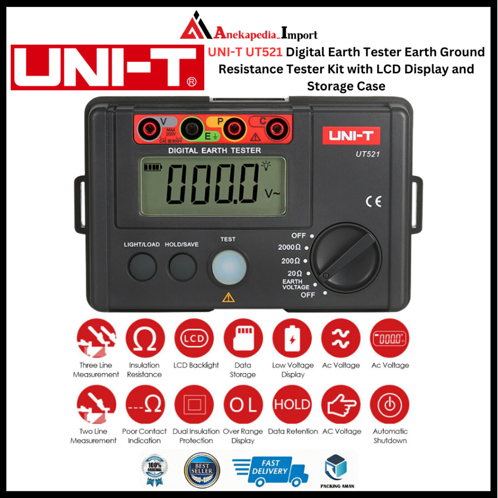 Jual UNIT UT521 UNIT Digital Earth Resistance Tester UT521 Earth Tester Shopee Indonesia