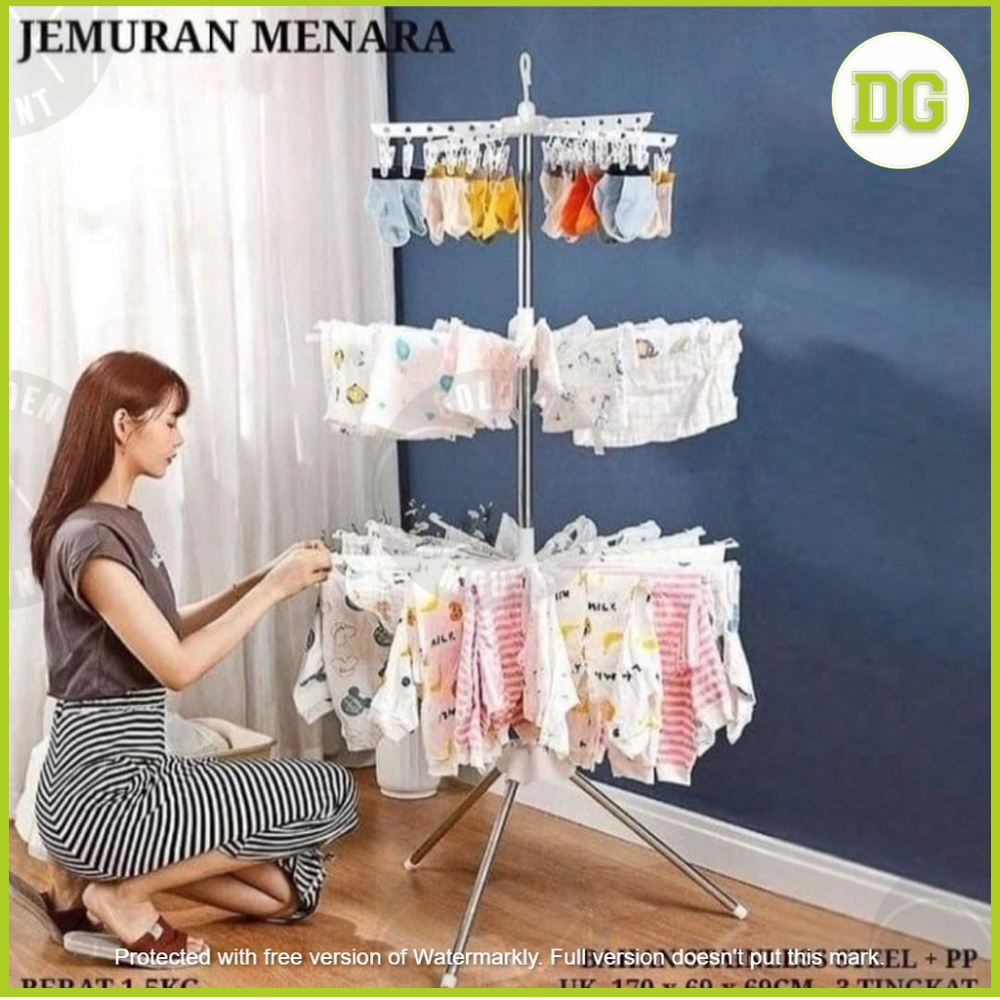 Jual Jemuran menara 3 tingkat / jemuran baju 3 lipat (16 JARI JARI ) 24 ...