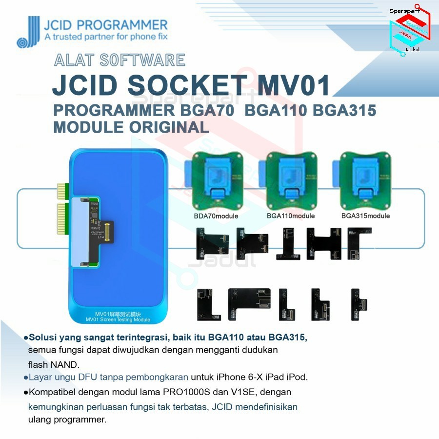 Jual Alat SOFTWARE JCID SOCKET MV01 SOCKET Pemrogram BGA70 BGA110 ...