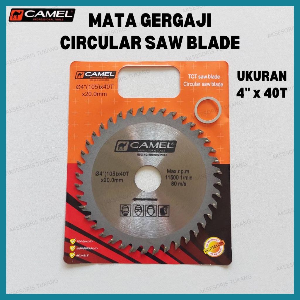 Jual Mata Gergaji Kayu 4 Inch x 40T Camel / Mata Potong Circular Saw ...