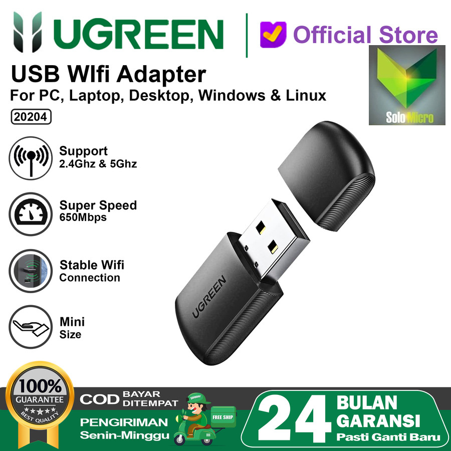Jual UGREEN 20204 Usb Wifi Adapter 2.4G &5G Network Card Ugreen Dongle