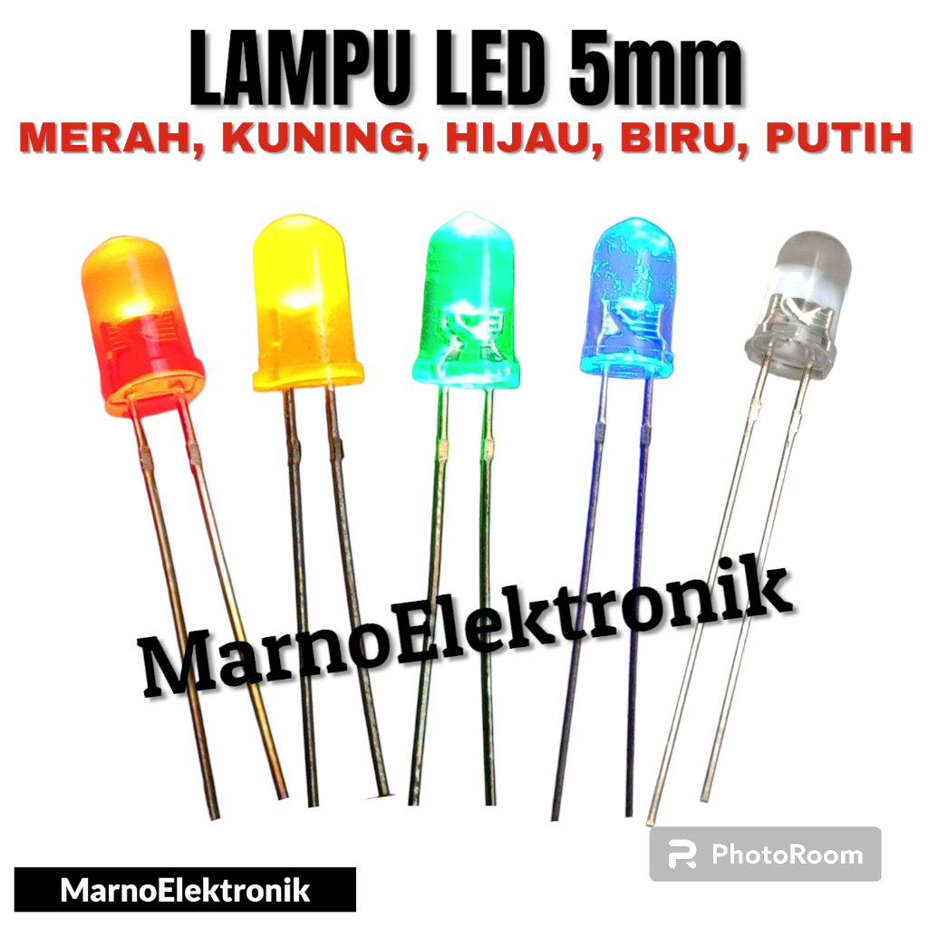 Jual LAMPU LED 5MM MERAH KUNING HIJAU BIRU PUTIH 5 MM HARGA PER 10 PCS ...