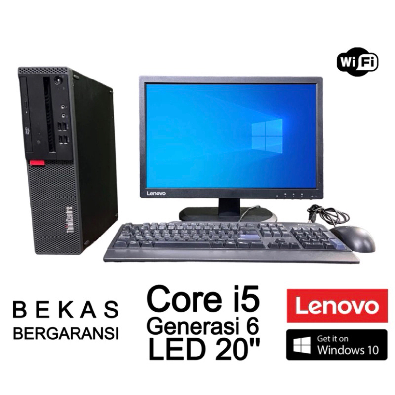 PAKET KOMPUTER LENOVO CORE i5 6500 RAM 16GB SSD 256GB NVME HDD 500GB MONITOR KEY MOUSE WIFI