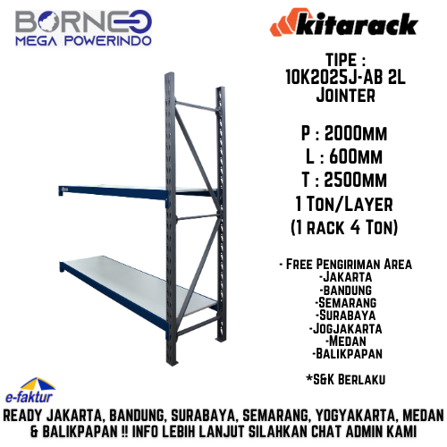 Jual KITARACK WAREHOUSE JOINTER RACK 10K2025 HEAVY DUTY GRAY 1000KG ...