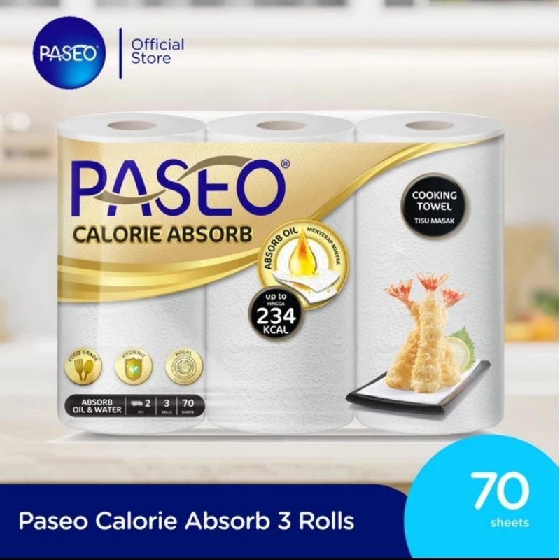 Jual Paseo Cooking Towel Tissue Dapur Roll Calorie Absorbs 70 Sheets 3 ...