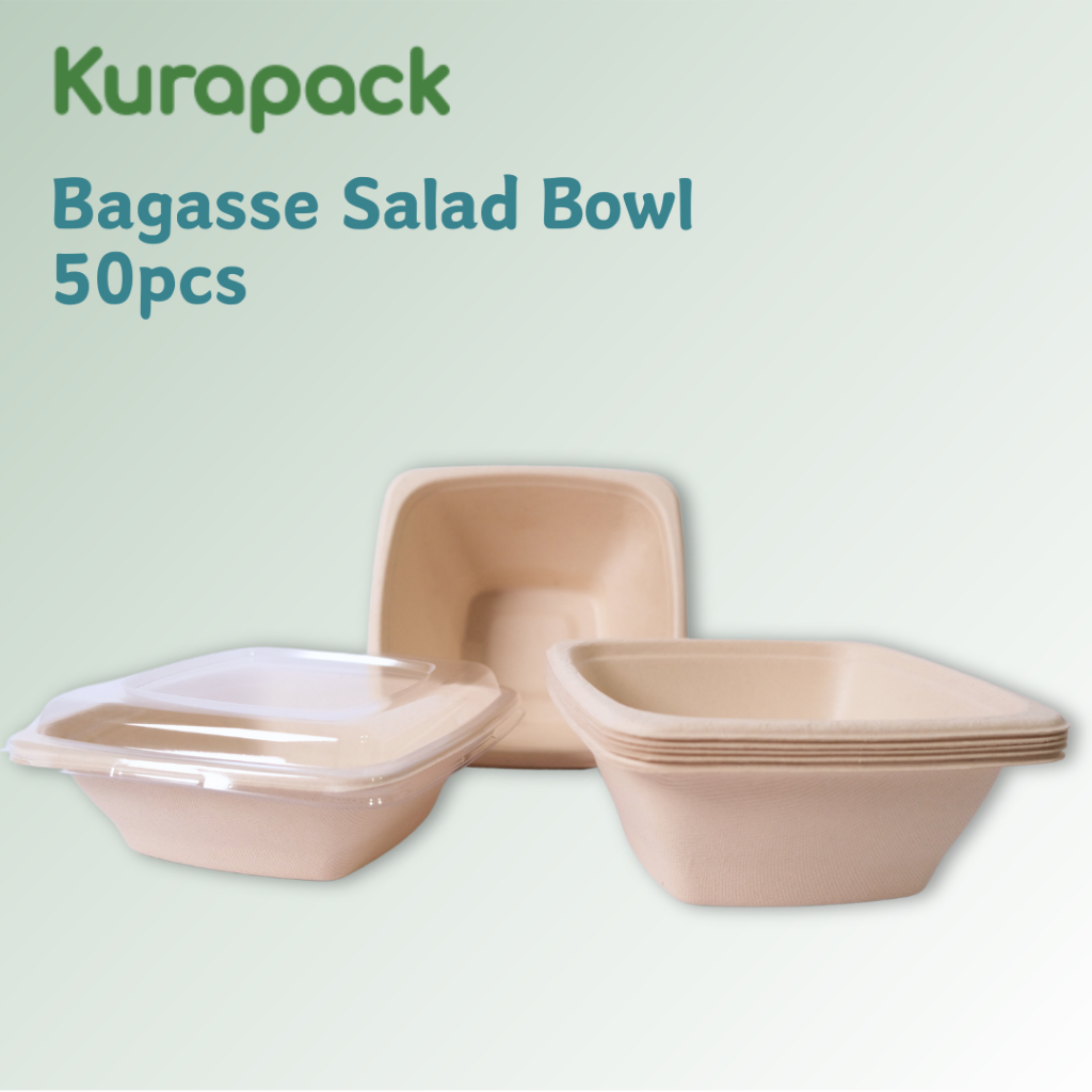 Jual Eco Friendly Bagasse Lunchbox Sugarcane Square Box Salad Bowl ...